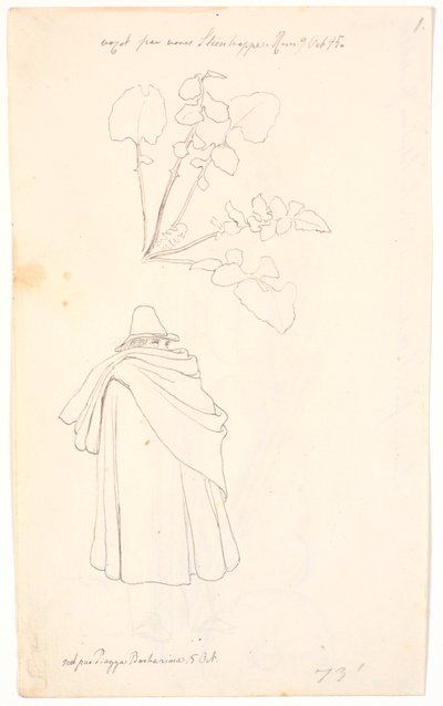 Study of a Dandelion Plant and Italian Wrapped in His Cloak by Johan Thomas Lundbye
