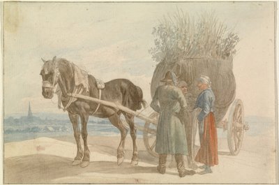 Austrian Peasants with a Horse and Cart, with a View of Vienna in the Distance by Johann Adam Klein