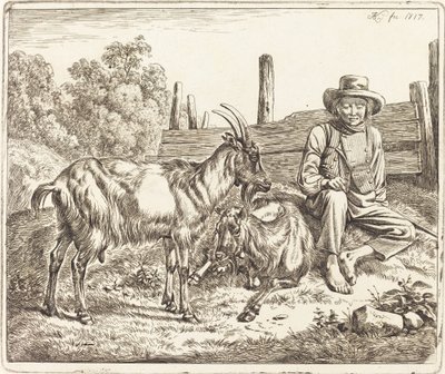 Shepherd Boy with Two Goats by Johann Adam Klein