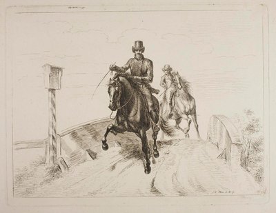 Two Riders at a Gallop on a Bridge by Johann Adam Klein