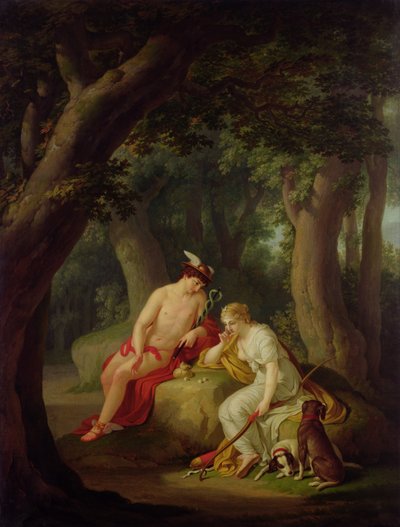 Diana and Mercury playing Dice by Johann August Nahl the Younger