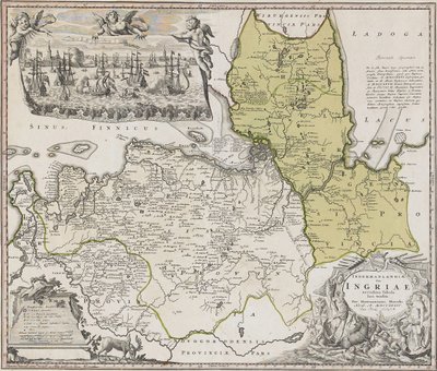 Map of Ingria with View of Saint Petersburg by Johann Baptista Homann