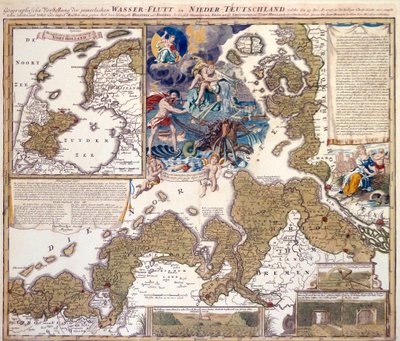 Map of the Christmas Flood of 1717 by Johann Baptista Homann