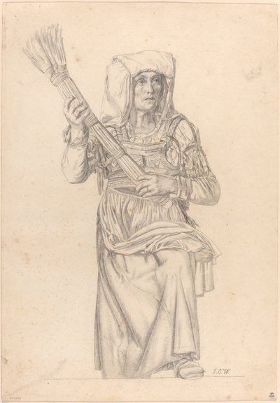 Italian Peasant Woman with a Broom by Johann Caspar Weidenmann
