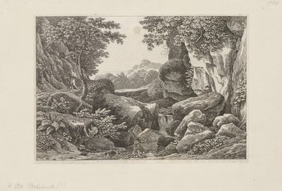 Rocky Landscape with a Shepherd Walking on the Left by Johann Christian Reinhart