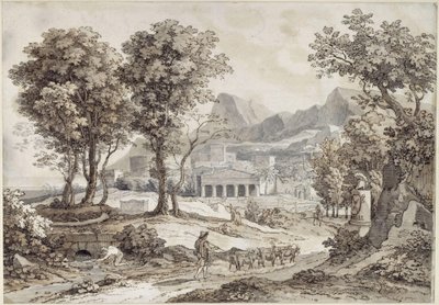 Classical Landscape with Leonidas Monument by Johann Christian Reinhart