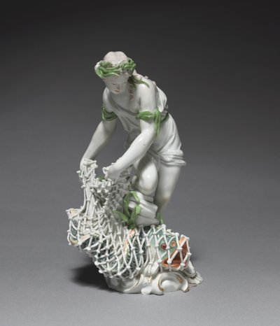 Fisherwoman, manufacturer Ludwigsburg Porcelain Factory, Germany, c.1765 by Johann Christian Wilhelm Beyer