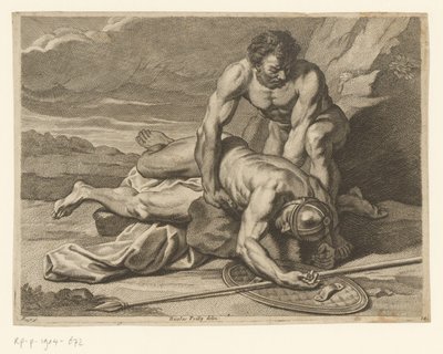 A Man Holding the Body of a Roman Spearman by Johann Conrad Reiff