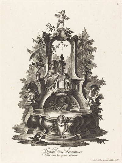 Design for a Fountain Decorated with the Four Elements by Johann Esaias Nilson