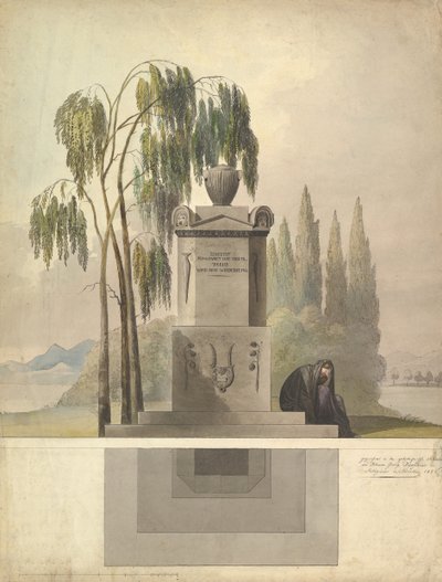 Design for a Tomb, Rothgeisser in Nuremberg Elevation and Ground Plan, 1826 by Johann Georg Dürschner