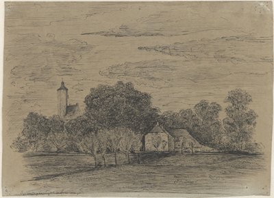 Landscape with Farmhouse and Tower by Johann Georg Schwartze (possibly)