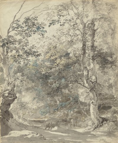 Wooded Landscape with Cows by Johann Georg von Dillis
