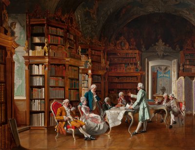 Library Scene, late 19th century by Johann Hamza