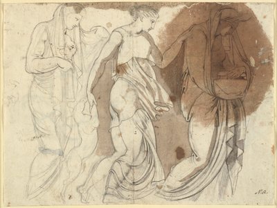 Three Female Figures, Arranged in Relief. Three Horae? (B.S.) by Johann Heinrich Füssli