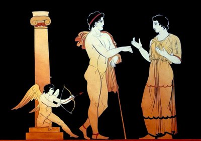 Eros Aiming One of His Arrows at a Young Couple Talking by Johann Heinrich Wilhelm Tischbein