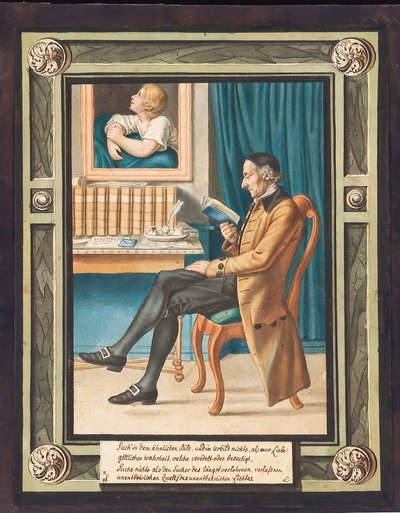 Portrait of Johann Caspar Lavater (1741-1801), in Profile to the Left, Seated and Reading a Book by Johann Jacob Lips
