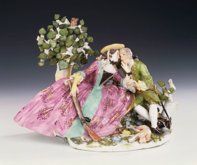 A Meissen Crinoline Group of the Rest During the Case, c.1745 by Johann Joachim Kaendler