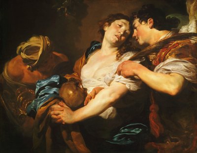 A Repentant Sinner Turning Away from Temptation and Offered a Palm of Salvation by an Angel by Johann Liss or Lis or von Lys