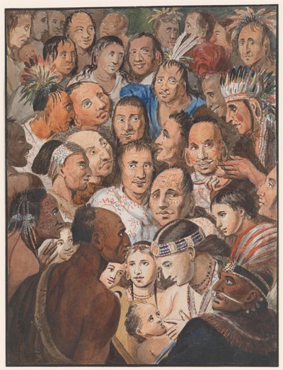 Tableau of Indian Faces by Johann Ludwig (1787-1821) (attr.to) Krimmel