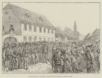Labour Riots in Hungary, Outside the Townhall at Bekes Csaba by Johann Nepomuk Schonberg