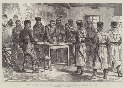 The Bulgarian Crisis, Conspirators arrested in the House of a Priest at Beckovazt by Johann Nepomuk Schonberg