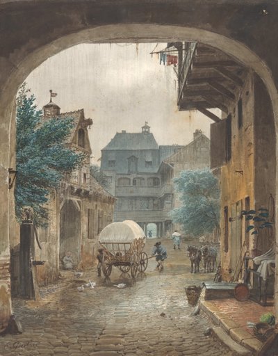 View into the Courtyard of an Inn at Colmar, 1821-77 by Johann Philipp Eduard Gartner