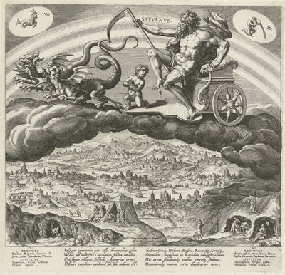 The Planet Saturn and Its Influence on the World (series title: The Seven Planets, Planetarum effectus et eorum in signis zodiaci) by Johann Sadeler (I)