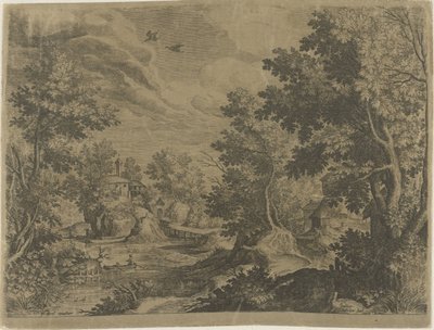River Landscape with a Rowboat by Johann Sadeler (I)