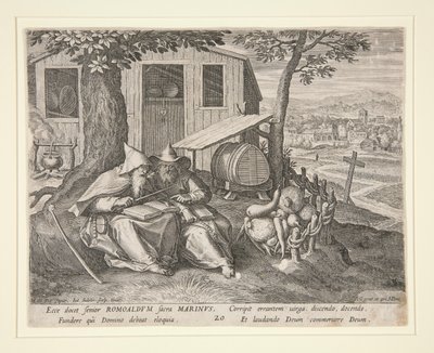 Saints Romualdus and Marinus (from Oraculum Anachoreticum, 20) by Johann Sadeler I