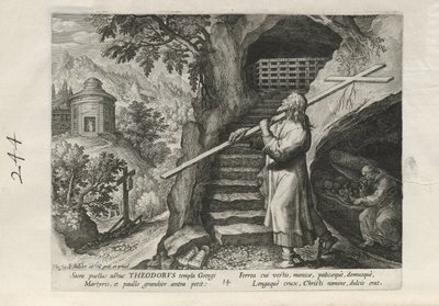 Theodorus, pl. 14 of 25 from the series Trophaeum Vitae Solitariae (Male Hermits) by Johann Sadeler I