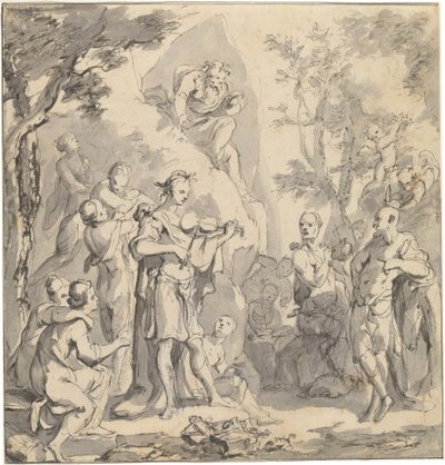 The Contest between Apollo and Pan before King Midas by Johann Spillenberger