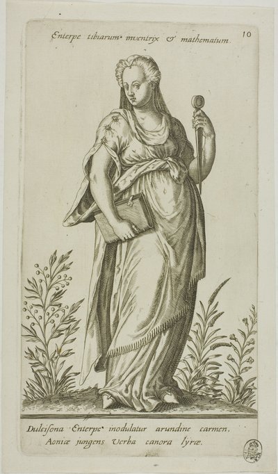 Enterpe, Muse of Music, Plate 10 from Parnassus Biceps by Johann Theodor de Bry