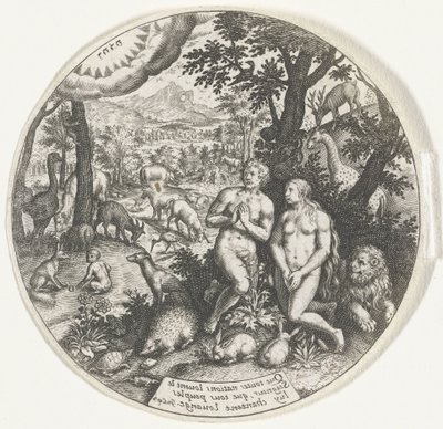 God Speaking with Adam and Eve in Paradise by Johann Theodor de Bry