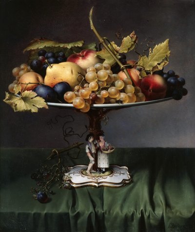 Fruits on a Porcelain Dish by Johann Wilhelm Preyer