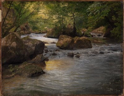 Mountain Stream with Seated Painter by Johann Wilhelm Schirmer