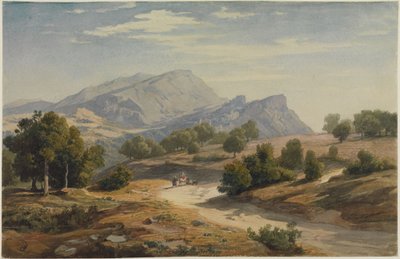 View from the East of Rocca Canterano and the Mamelle in the Background by Johann Wilhelm Schirmer