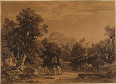 Eliezer and Rebekah at the Well (Genesis 24:17-18) by Johann Wilhelm Schirmer