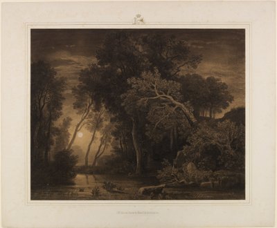 River Landscape with Rising Moon by Johann Wilhelm Schirmer