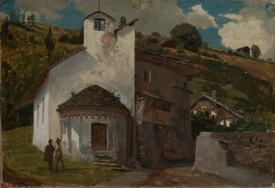Chapel in an Alpine Village by Johann Wilhelm Schirmer
