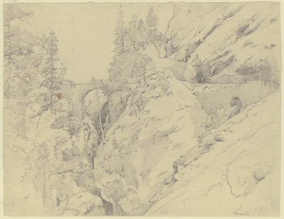 Via Mala, Above the Stone Bridge by Johann Wilhelm Schirmer