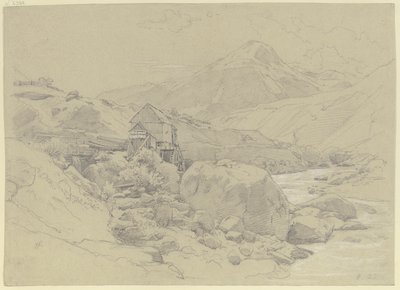 Watermill in a Mountain Landscape by Johann Wilhelm Schirmer