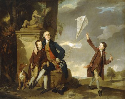 Group Portrait of George Fitzgerald with His Sons George, Seen Flying a Kite, and Charles by Johan Joseph Zoffany