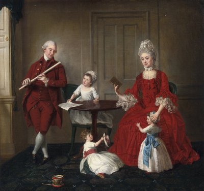Rococo: Portrait of Mr. And Mrs. James Blew And Their Three Children In An Elegant Interior by Johann Zoffany