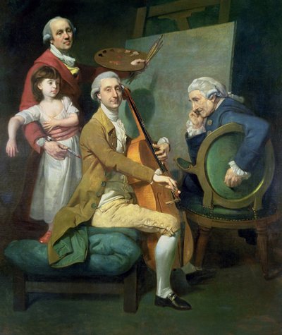 Self Portrait with His Daughter, Maria Theresa (?) and Possibly Giacobbe and James Cervetto (?) by Johann Zoffany