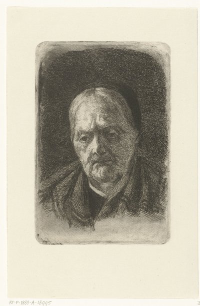 Head of an Old Woman with a Black Cap and Cloth Over Her Shoulders by Johanna Henriëtte Besier