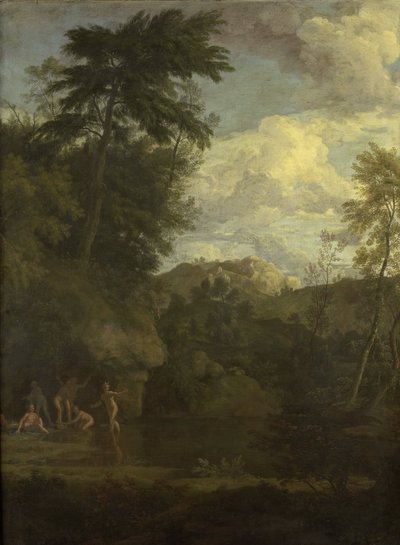 Arcadian Landscape with Diana Bathing by Johannes (1646-c.1726) Glauber