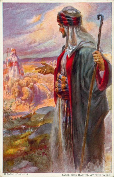 Jacob sees Rachel at the well by Johannes Adolf Tillack