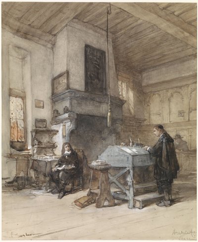 Archive in Veere with Figures in Seventeenth-Century Costume by Johannes Bosboom