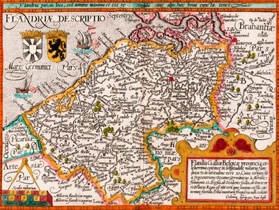 Map of Flanders, after cartographer Matthias Quad from his 