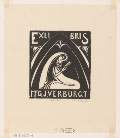 Ex Libris of Gerrit-Jan Verburgt by Johannes Frederik Engelbert ten Klooster (signed by artist)